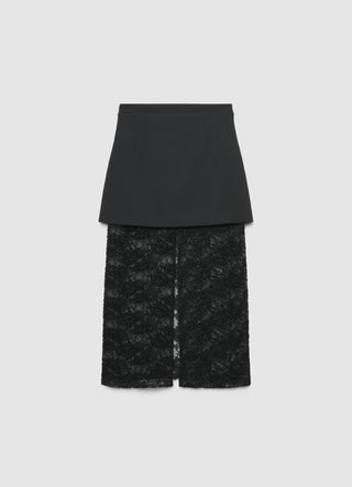 Gonna midi doppiata con pizzo