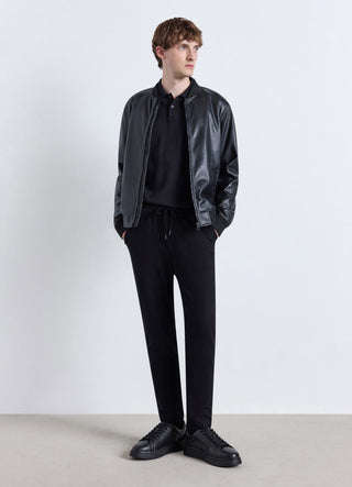 Bomber con zip e bordi a costine