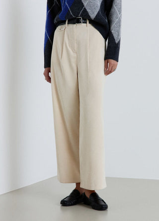 Palazzo trousers with thin striped pleats