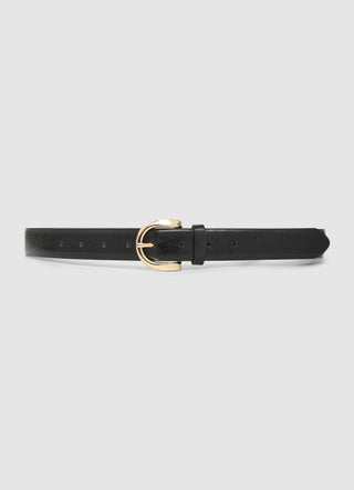 Slim solid-colour belt with golden buckle