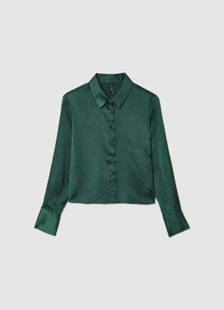 Camicia crop simil satin