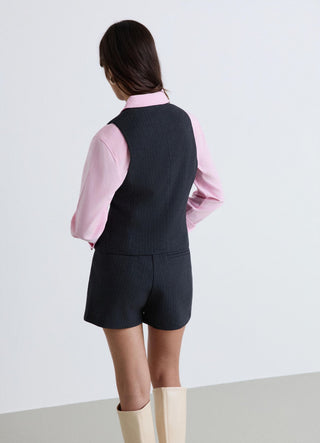 Gilet gessato con bottoni
