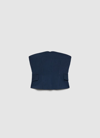 Pinstriped tailored bandeau vest with buttons