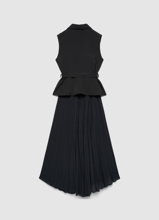 Robe-veston avec jupe plissée et ceinture