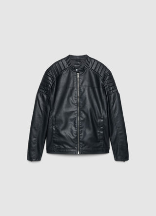 Slim Bikerjacke mit Lederoptik und Reißverschluss