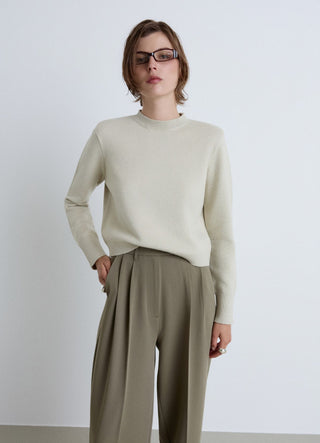 Pull boxy à col rond uni