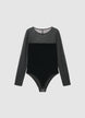 Body in ciniglia con inserto in tulle - XXL
