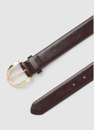 Slim solid-colour belt with golden buckle