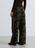 Cargo trousers with camouflage print and drawstring