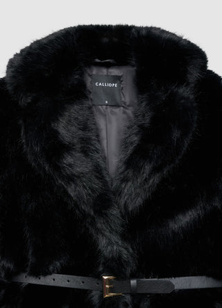 Cappotto midi effetto pelo con cintura
