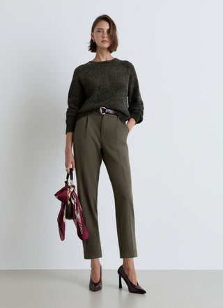 Pantaloni con elastico in vita e risvolto