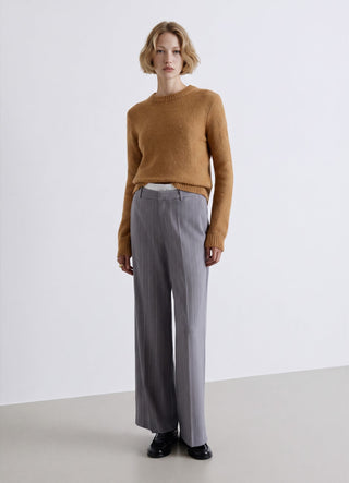 Pinstriped palazzo trousers with a boxer waist