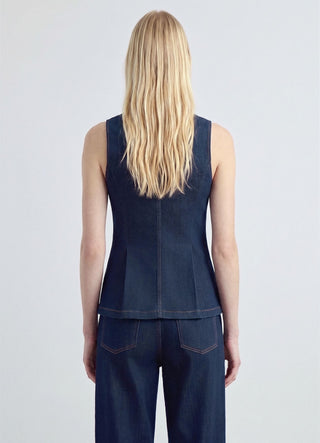 Denim vest with buttons