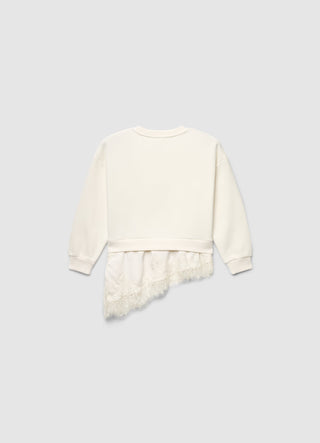 Sweat-shirt avec insert en dentelle et inscription