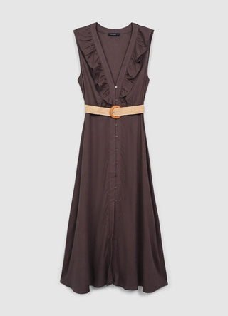 Chemisier dress with frill and belt  Calliope