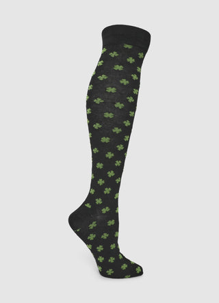 Long socks with four-leaf clover pattern
