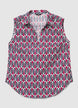 Top smanicato con colletto classico a fantasia - XS