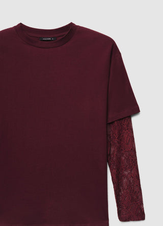T-Shirt mit Spitzenärmeln