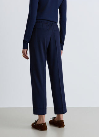 Pantaloni con elastico in vita e risvolto