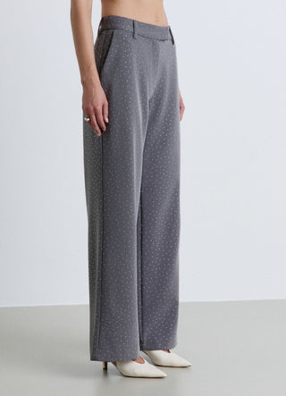 Pantalon palazzo avec strass all over