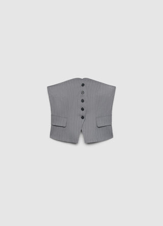 Pinstriped tailored bandeau vest with buttons