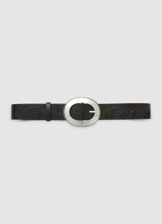 Plain-coloured belt with oval buckle