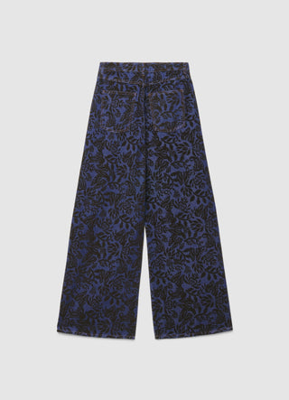 Jeans wide leg con fantasia floreale