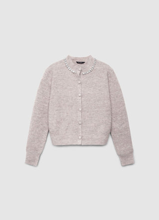 Cardigan mit Juwelenkragen und Knöpfen