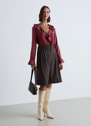 Blusa con volant similsatin