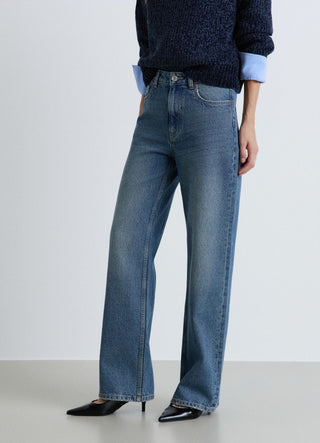 Jeans wide leg a vita alta