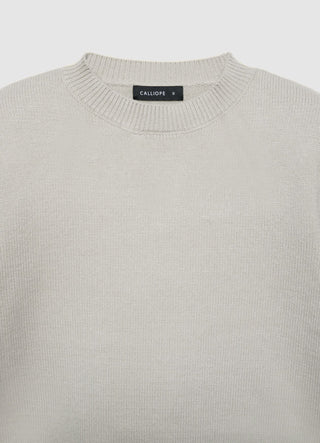 Pull boxy à col rond uni