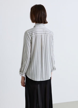 Camicia a righe con colletto classico in simil satin