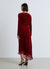 Robe longue asymétrique avec décolleté drapé et dentelle