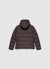 Padded jacket with hood and zip fastening