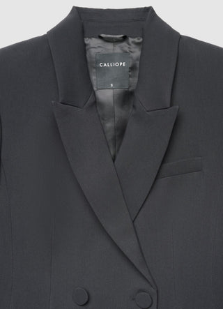 Doppelreihiger Blazer mit Kunstpelzbesatz an den Ärmeln