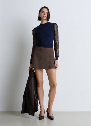 T-shirt con maniche in pizzo
