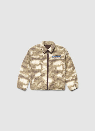 Giacca teddy con zip e patch