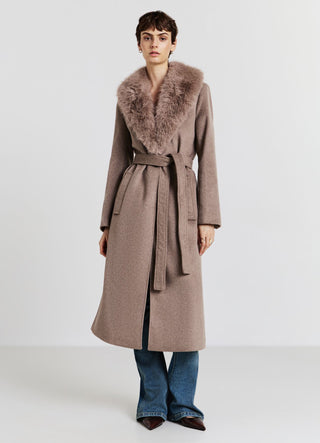 Faux fur collar coat