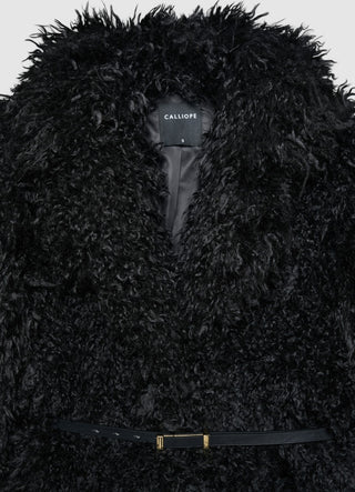 Cappotto midi effetto pelo con cintura