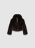 Giacca crop effetto peluche con collo rever