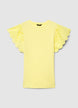 T-Shirt mit Volantärmeln aus Sangallo-Spitze - M