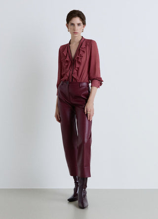 Shirt with ruffles and contrasting trims