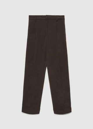 Prava pantalone od pliša sa naborima i preklopom