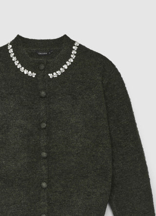 Cardigan with jewel collar and buttons