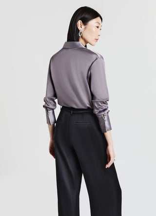 Camicia crop simil satin