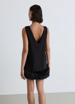 Robe courte sans manches avec bordure effet peluche
