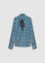 Camicia con cravattino e stampa geometrica in simil satin