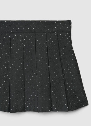 Gonna mini a a pieghe con strass