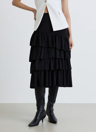 Plain-coloured flared skirt
