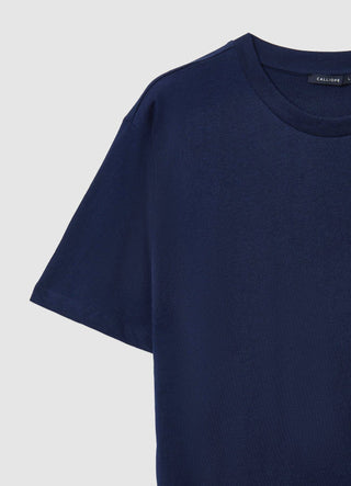 Uni-Farbener Rundhalsausschnitt T-Shirt